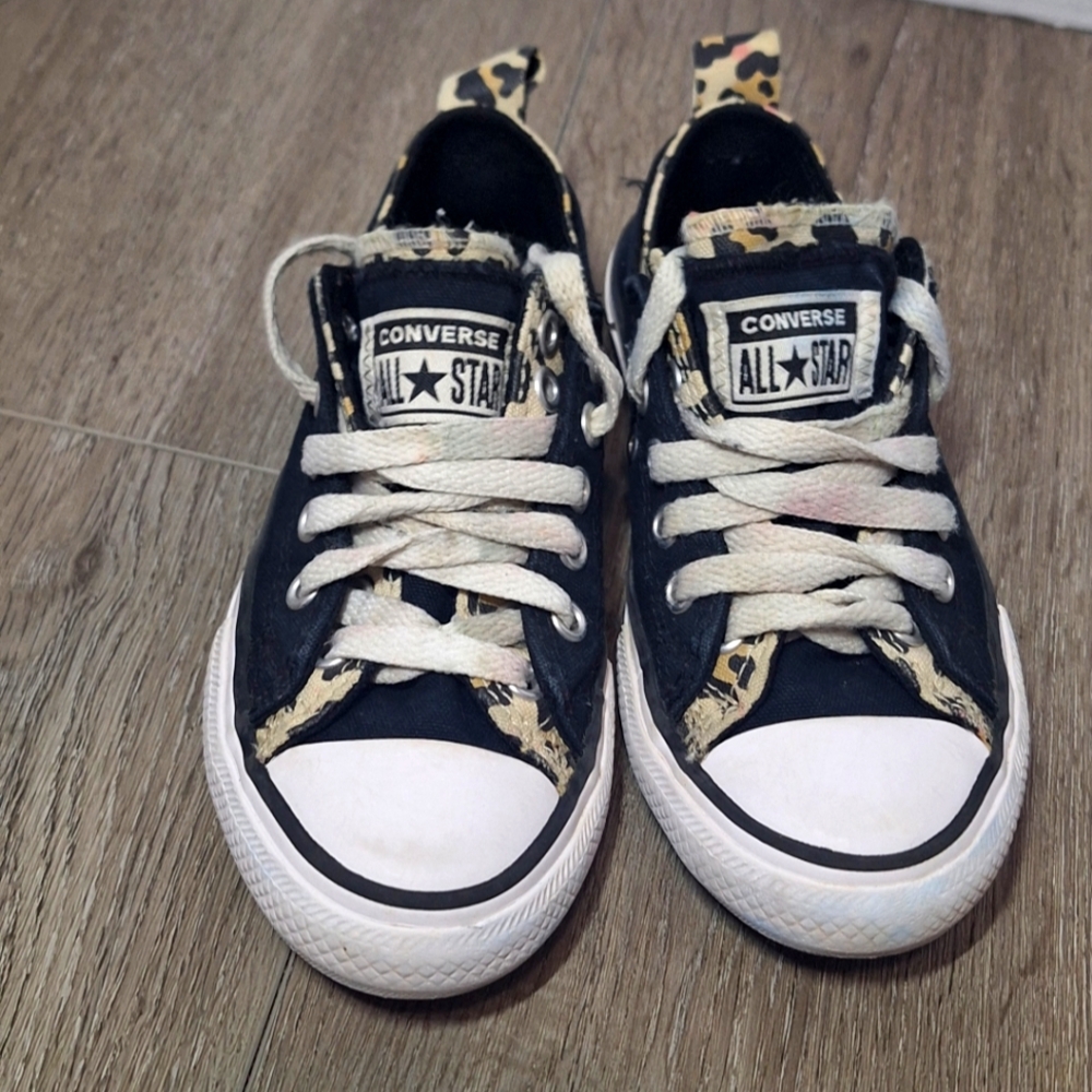 Converse All Star "CTAS" Cheetah Print Double Sneakers Kids Junior Size 12